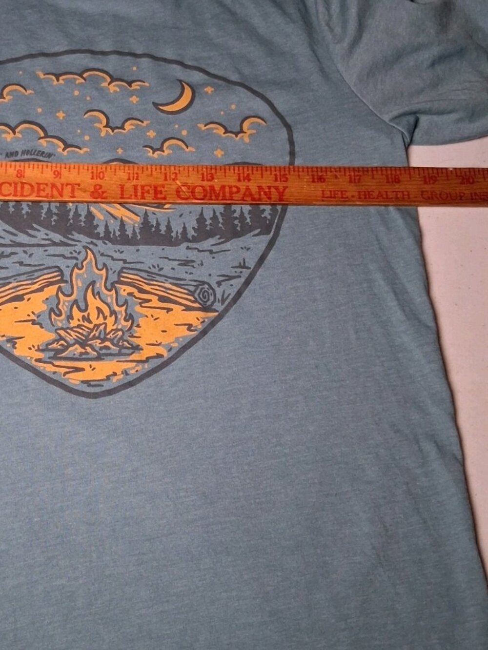 Hootin And Hollerin Shirt M Blue Owl Camping Campfire Campsite Nature Gorpcore - Picture 4 of 10
